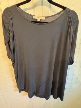 LOFT Women's dark grey Short-Sleeve Draped Top